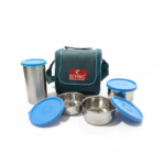 Revonic stainless steel food containers with blue leakproof lids