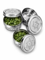 Stainless steel perforated bowl set for draining vegetables, fruits, and rice in kitchen